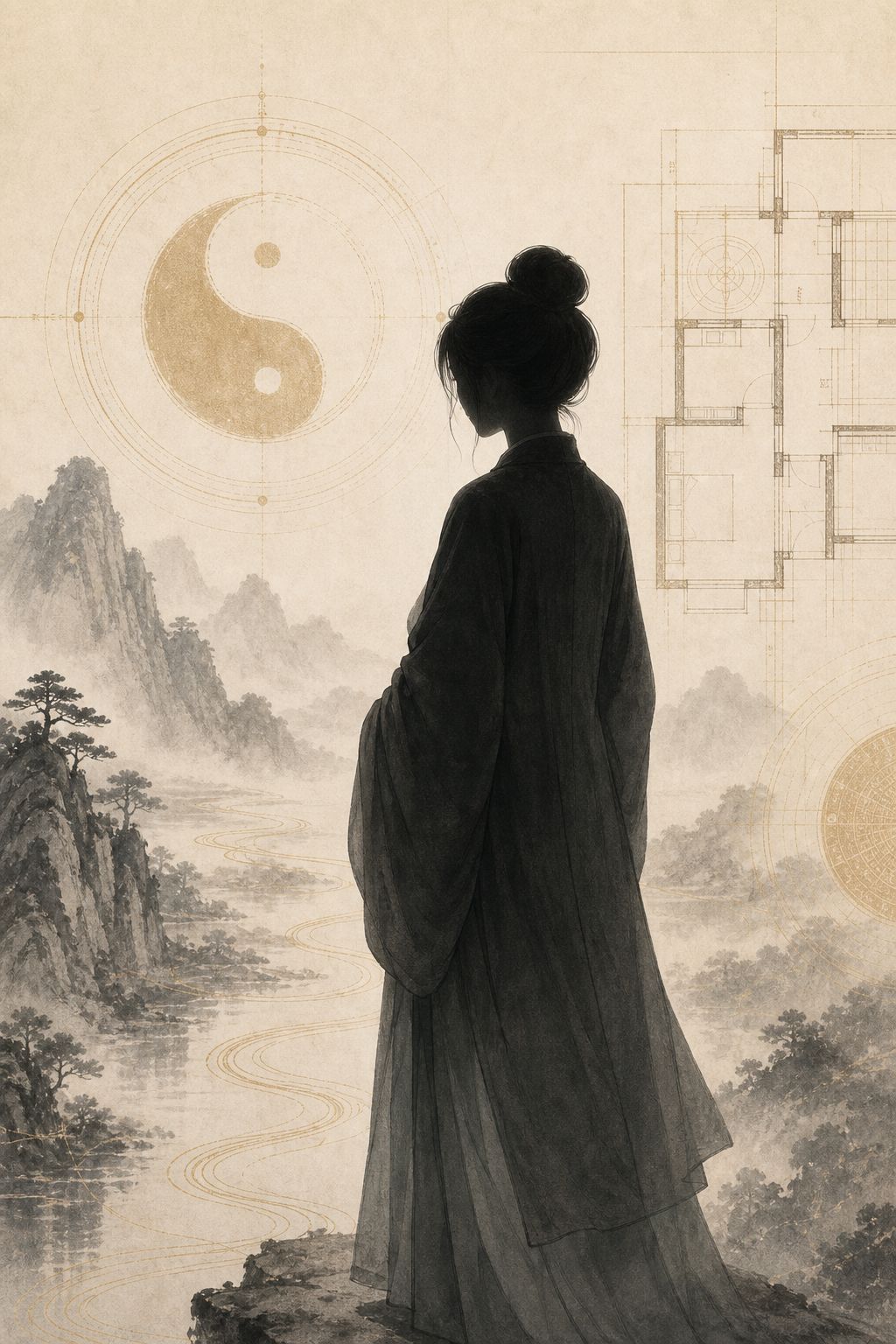 女性道长剪影